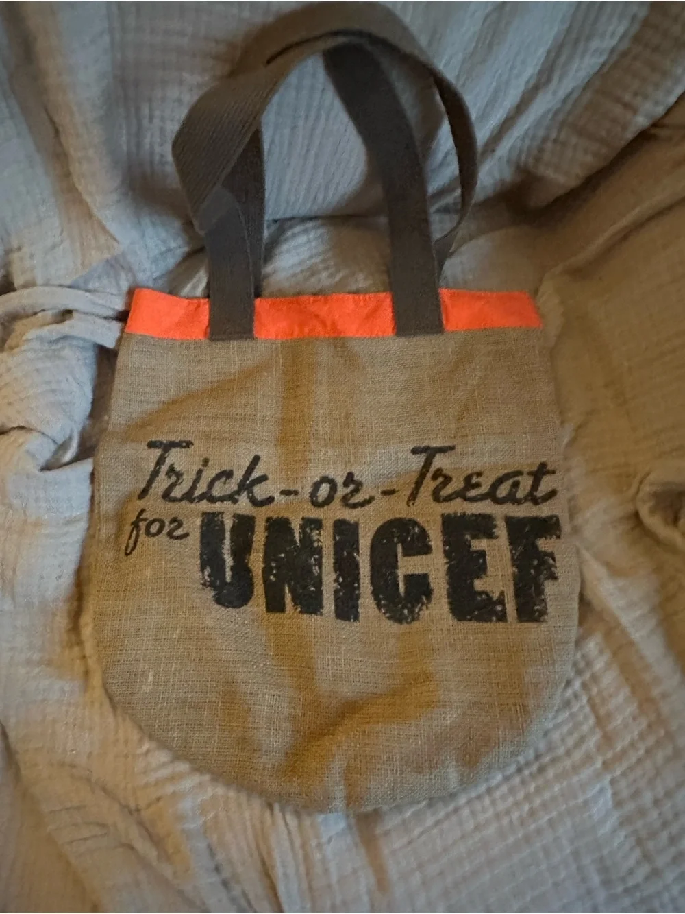 Feed UNICEF- Kids Halloween Pumpkin Treat Bag - Orange and Brown